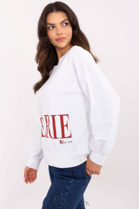 White Women's Sweatshirt with CHÉRIE Print