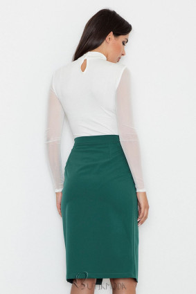 Green Elegant Skirt with Flap