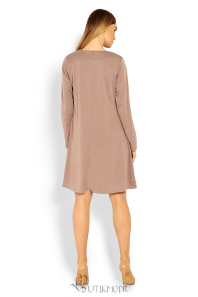 Beige Loose Dress with Long Sleeves