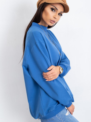 Blue Cotton Basic Sweatshirt