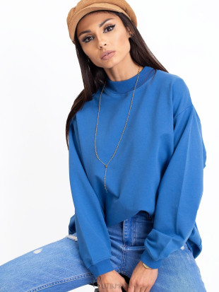 Blue Cotton Basic Sweatshirt