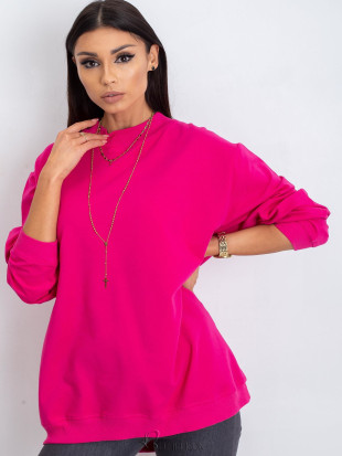 Fuchsia Cotton Basic Sweatshirt