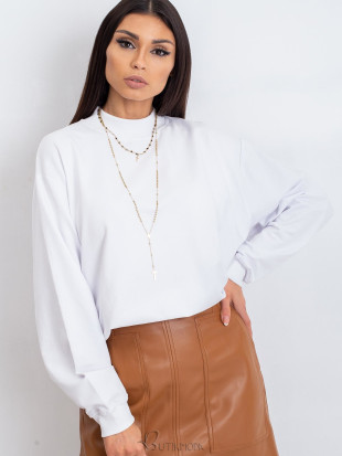 White Cotton Basic Sweatshirt