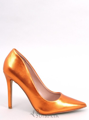 Orange pumps on a stiletto heel