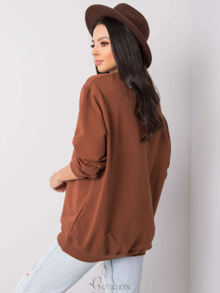 Brown Cotton Basic Sweatshirt