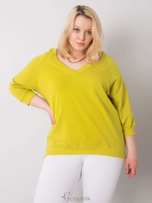 Light Green Plus Size Cotton Sweatshirt