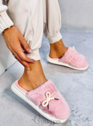 Pink fur slippers