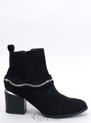 Black ankle boots with chain