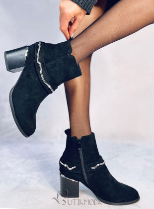 Black ankle boots with chain