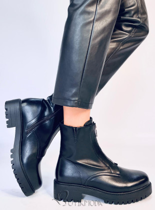 Black ankle boots with zip