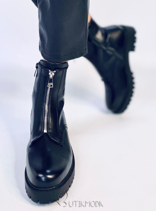 Black ankle boots with zip