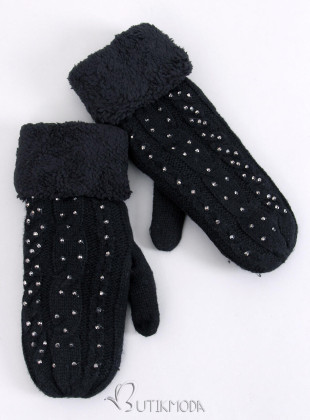 Decorated women's gloves-mittens black