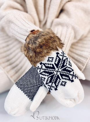 White gloves with faux fur