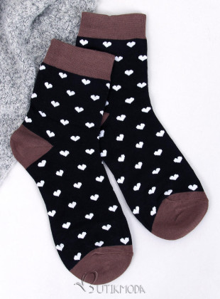 Women's socks with a pattern of hearts - 5 pairs