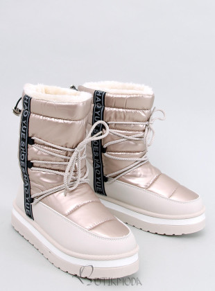 Winter snow boots with lacing polar beige