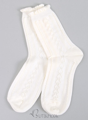 Ecru socks with knitted pattern 03