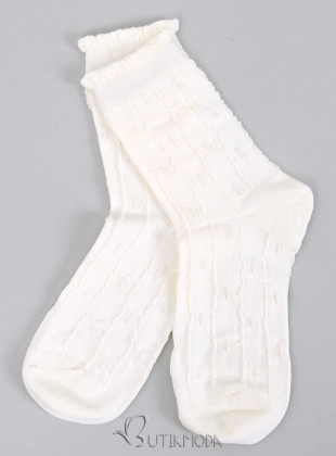 Ecru socks with knitted pattern 02