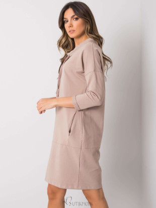 Stylish Beige Dress with 3/4 Sleeves