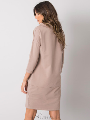 Stylish Beige Dress with 3/4 Sleeves