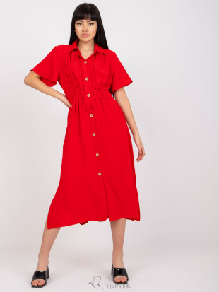 Elegant Red Shirt Dress