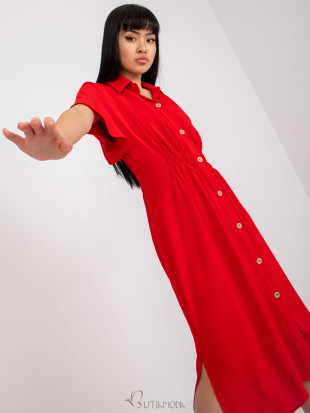 Elegant Red Shirt Dress