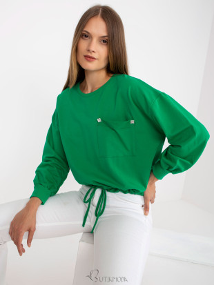 Green Hoodless Sweatshirt with Pocket RUE PARIS