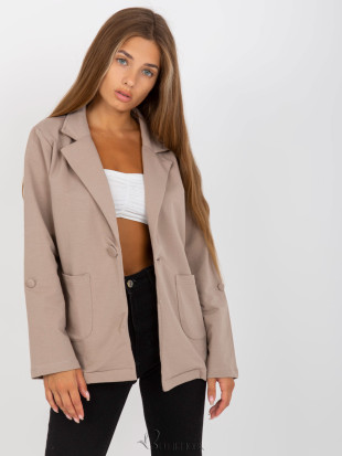 Beige Casual Blazer with Pockets RUE PARIS