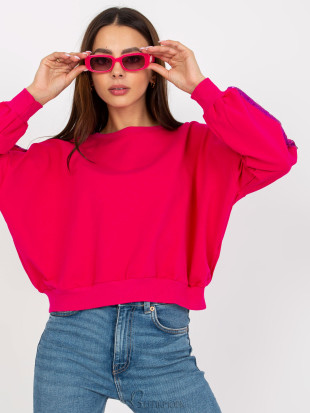 Fuchsia Short Hoodie Without Hood with Sequins RUE PARIS