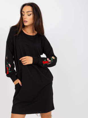 Black Mini Dress with Embroidery RUE PARIS