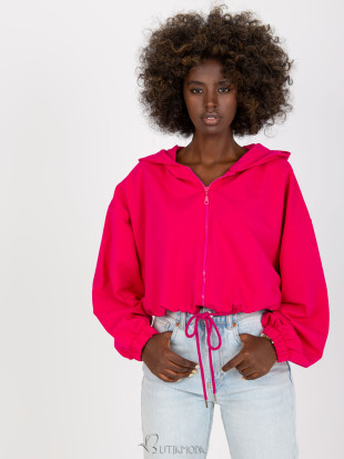 Fuchsia Zip-Up Hoodie with Wide Sleeves RUE PARIS