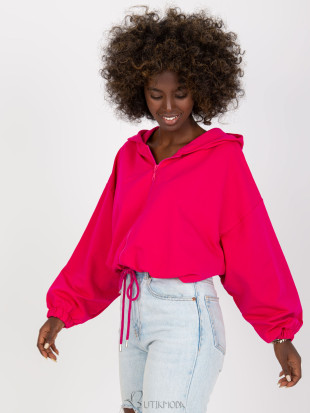 Fuchsia Zip-Up Hoodie with Wide Sleeves RUE PARIS