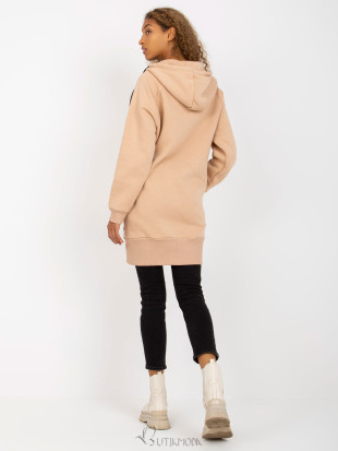 Beige Long Zip-Up Hoodie RUE PARIS