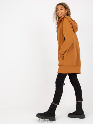 Light Brown Zip-Up Hoodie with Pockets RUE PARIS