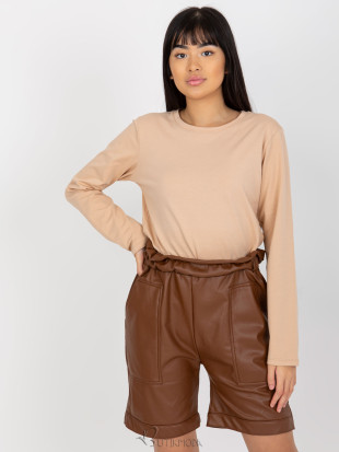 Brown Insulated Faux Leather Shorts