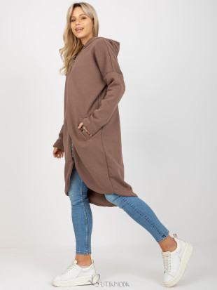 Brown Long Zip-Up Hoodie Tina RUE PARIS