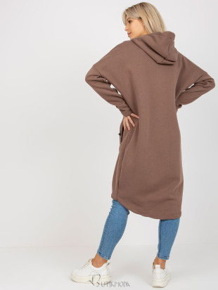 Brown Long Zip-Up Hoodie Tina RUE PARIS