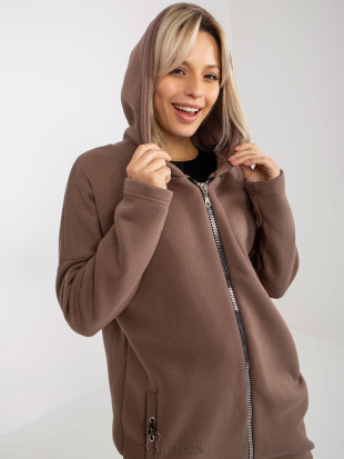 Brown Long Zip-Up Hoodie Tina RUE PARIS