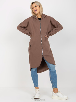 Brown Long Zip-Up Hoodie Tina RUE PARIS