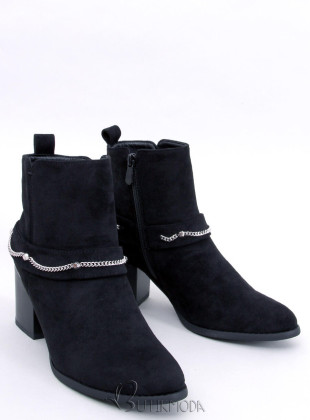 Black ankle boots with chain