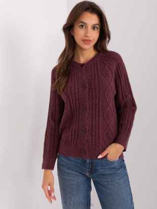 Dark Purple Knitted Cardigan with Buttons