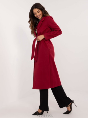 Elegant Transitional Coat in Dark Red