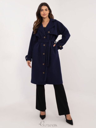 Elegant Transitional Coat in Navy Blue