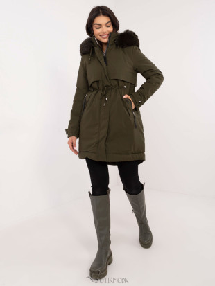 Women's Khaki Winter Parka with Hood