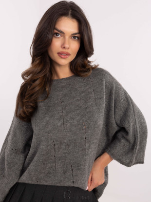 Stylish Gray Sweater with 3/4 Sleeves