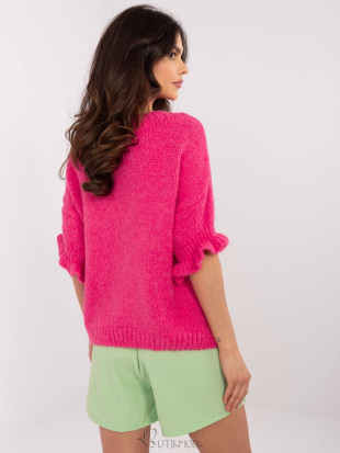 Fluo Pink Sweater with 3/4 Sleeves