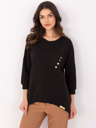Stylish Black Blouse with 3/4 Sleeves