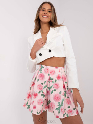 Elegant Floral Print Shorts in Light Pink