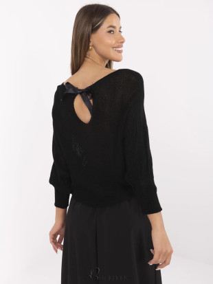 Elegant Black Sweater with Geometric Pattern