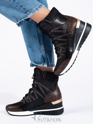Platform ankle boots brown/black