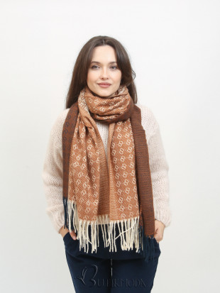 Brown-beige patterned scarf